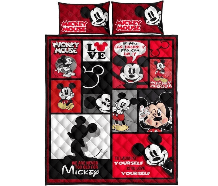 MM Bedding Set DN We Are Never Too Old For Mickey Duvet Covers Black