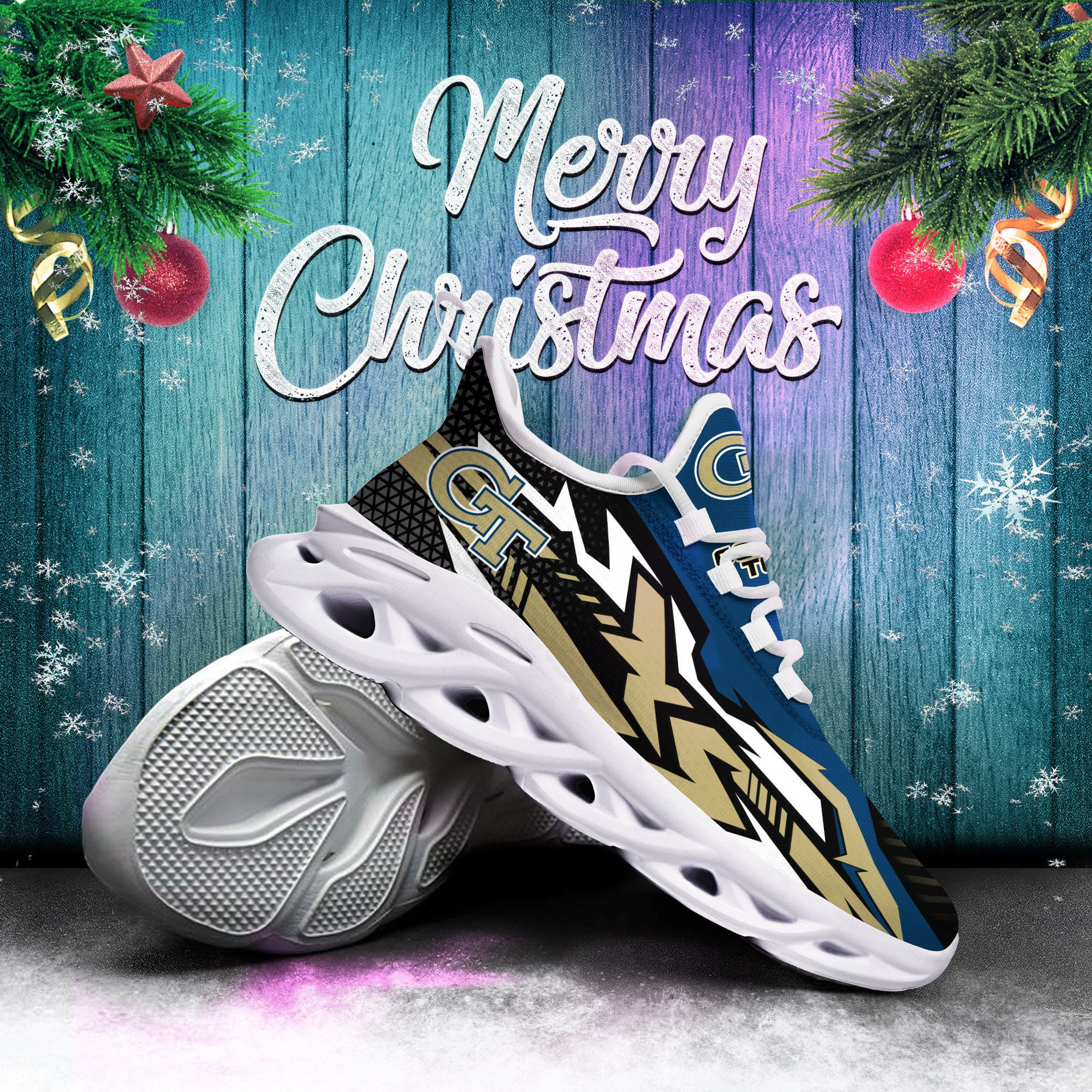 Georgia Tech Yellow Jackets 3-max Soul Sneakers Christmas Td26802 Perfect Choice Sport Beautiful Printing
