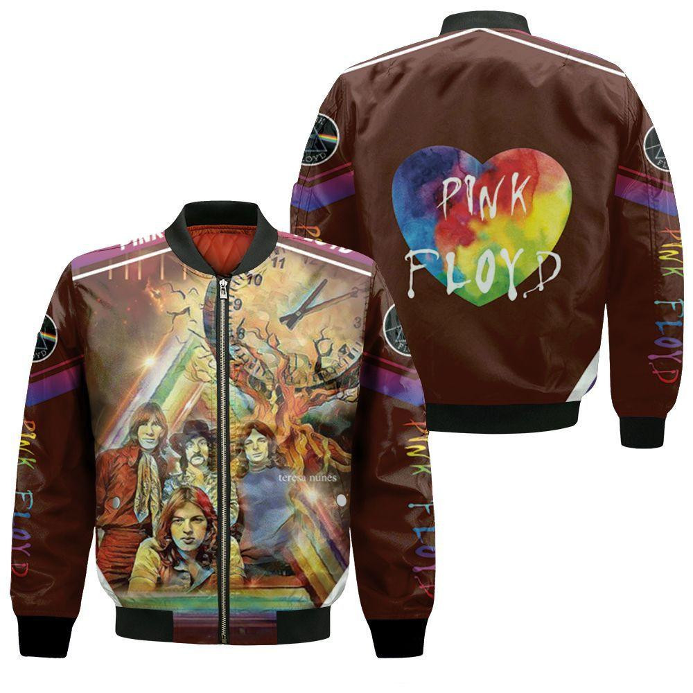 Pink Floyd Rainbow Clock Paint Bomber Jacket