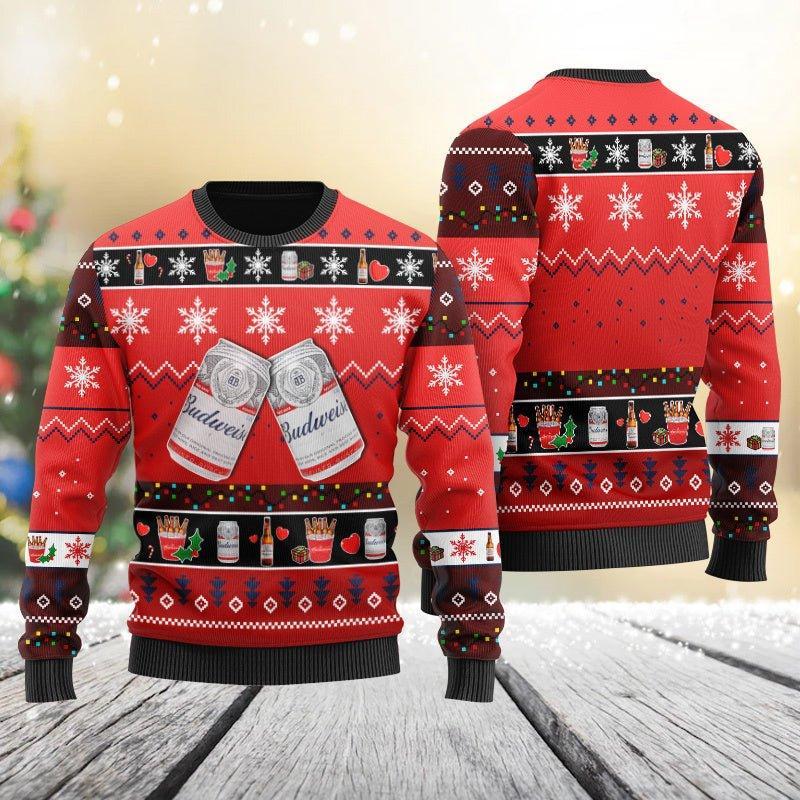 Budweiser Snowflakes Ugly Christmas Sweater