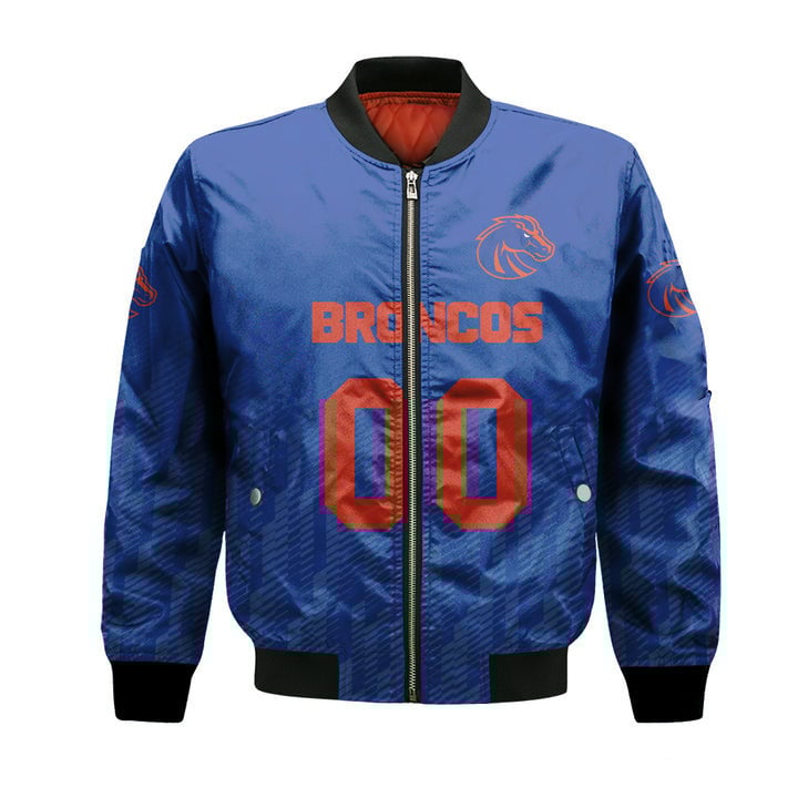 Boise State Broncos Custom Text Number Blue Ombre Bomber Jacket