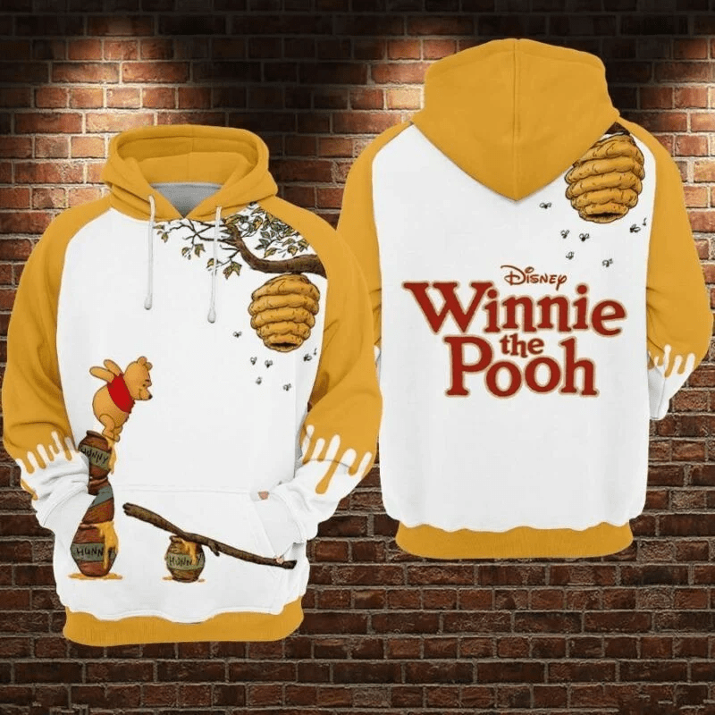 Pooh Cartoon Winnie The Pooh Movies Over Print 3d Hoodie Zip Hoodie