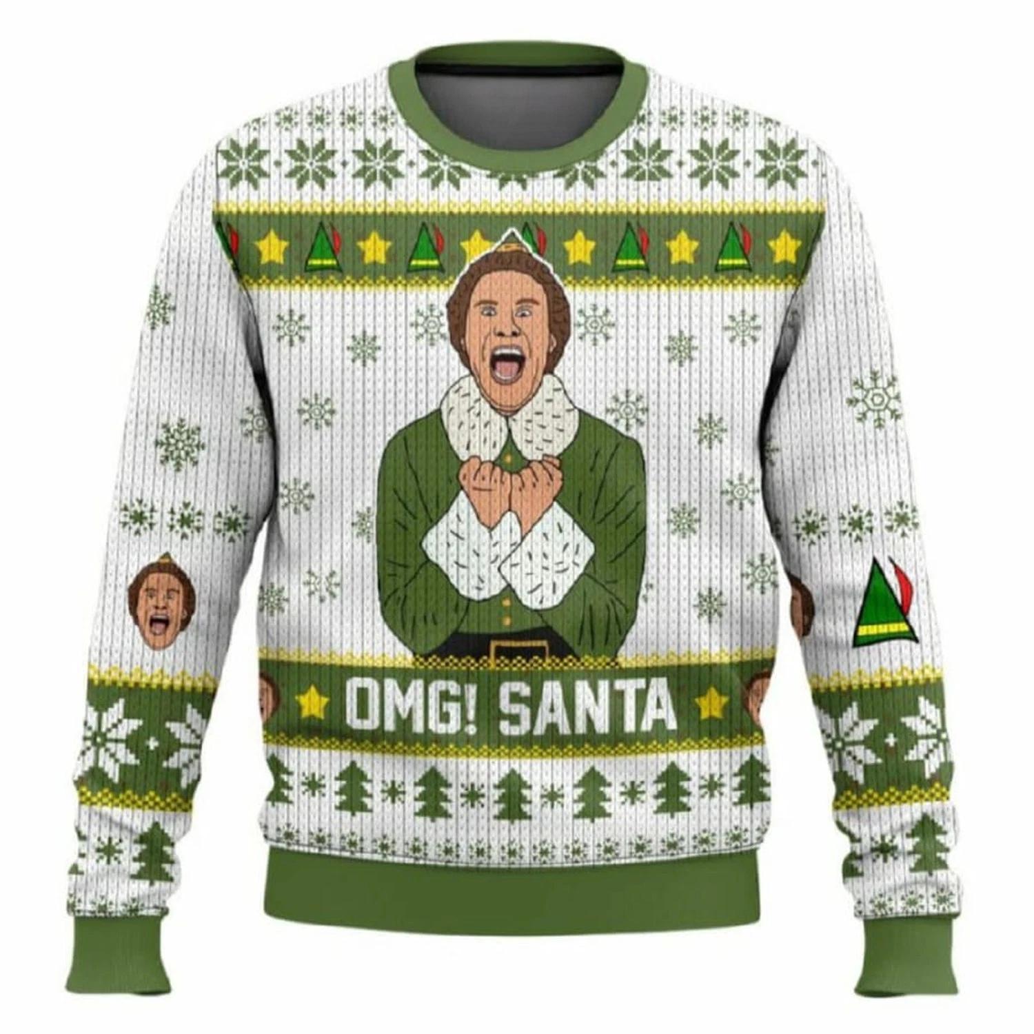 OMG Santa Buddy The Elf Ugly Christmas Sweater