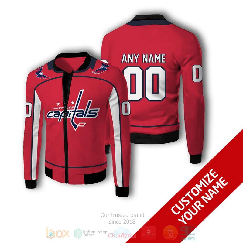 Washington Capitals Custom Name Number Red Bomber Jacket