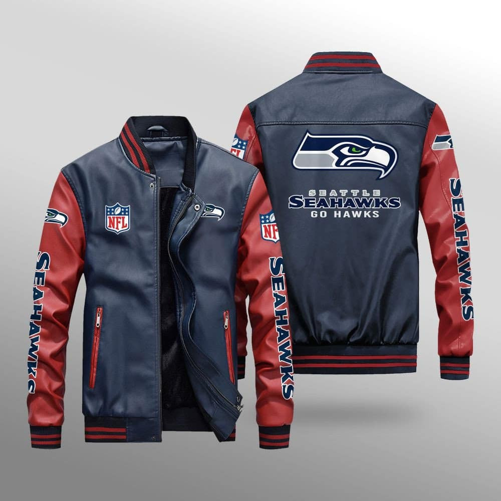 Seattle Seahawks Leather Bomber Jacket BG46