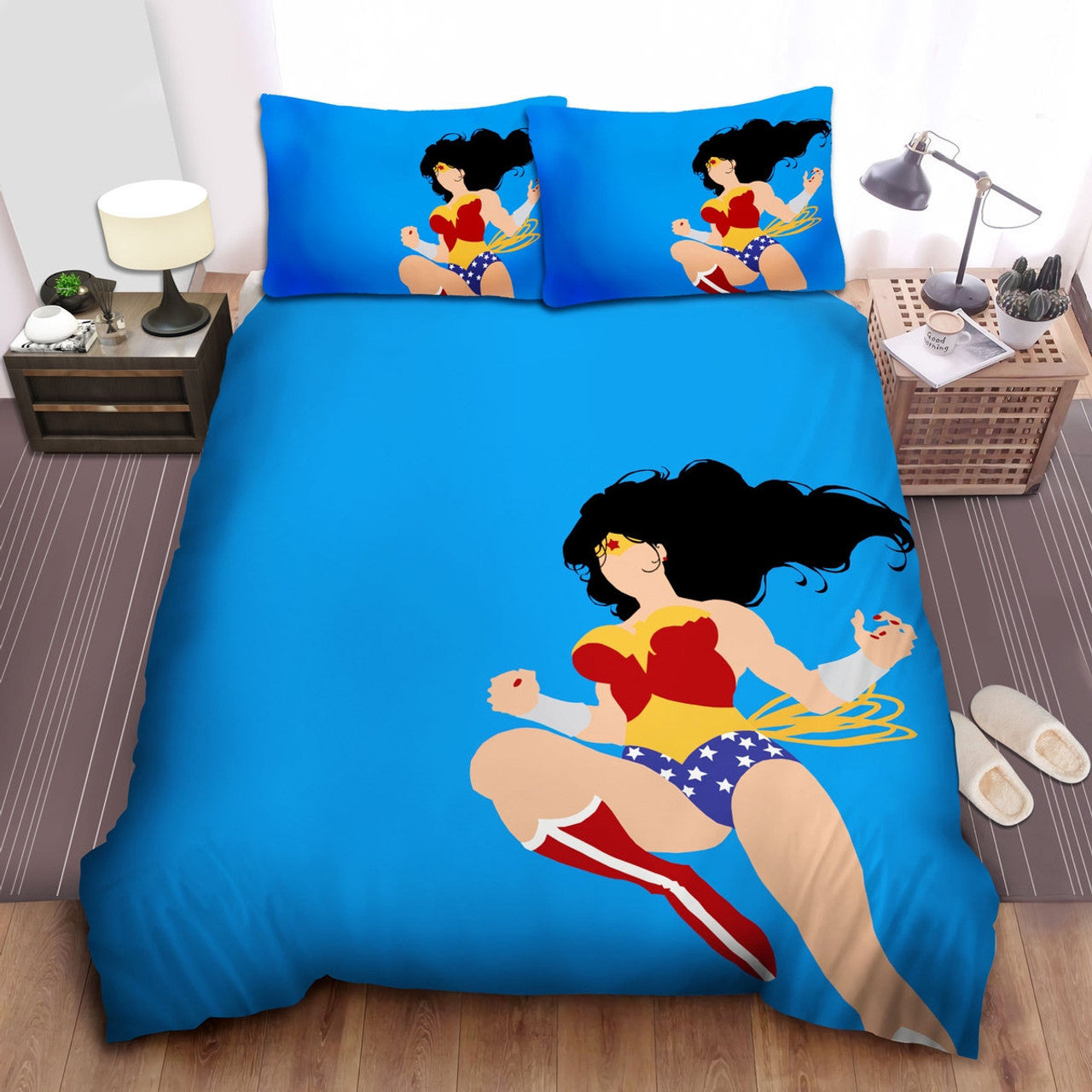 Wonder Woman Bedding Set DC Heroine Jumping Into The Battle Duvet Covers