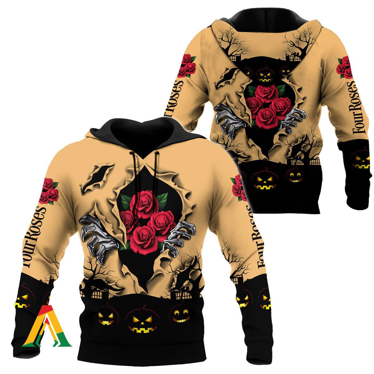 Scary Night Halloween Four Roses Bourbon Hoodie & Zip Hoodie
