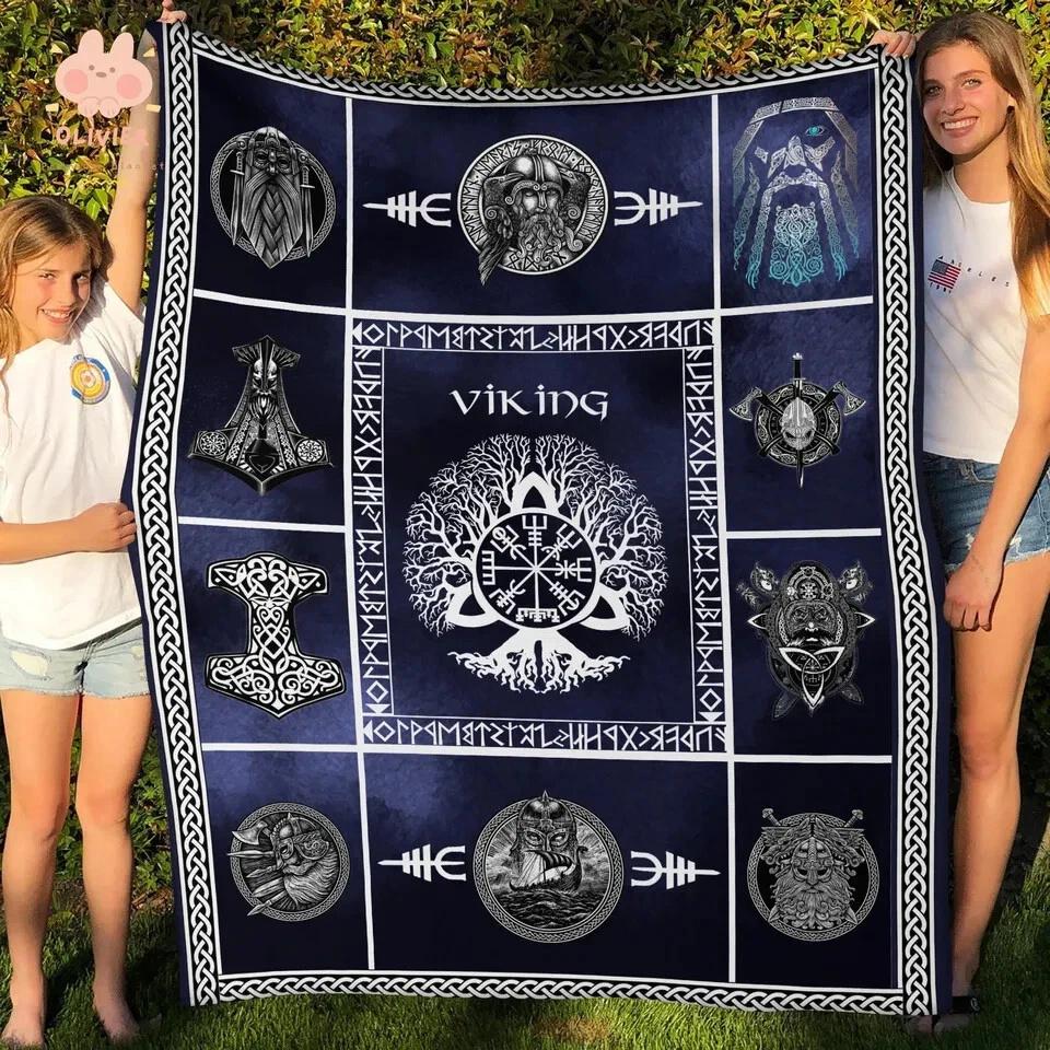 Viking Norse Ragnar Odin Fleece Sherpa Blanket