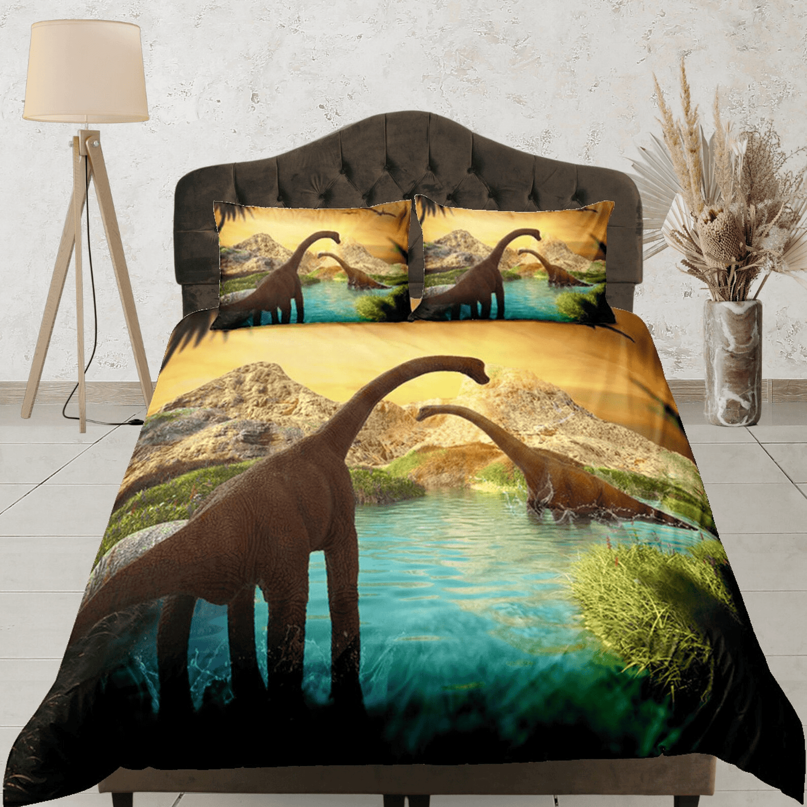 Dinosaur Bedding Set Brachiosaurus In Prehistoric Age Duvet Covers
