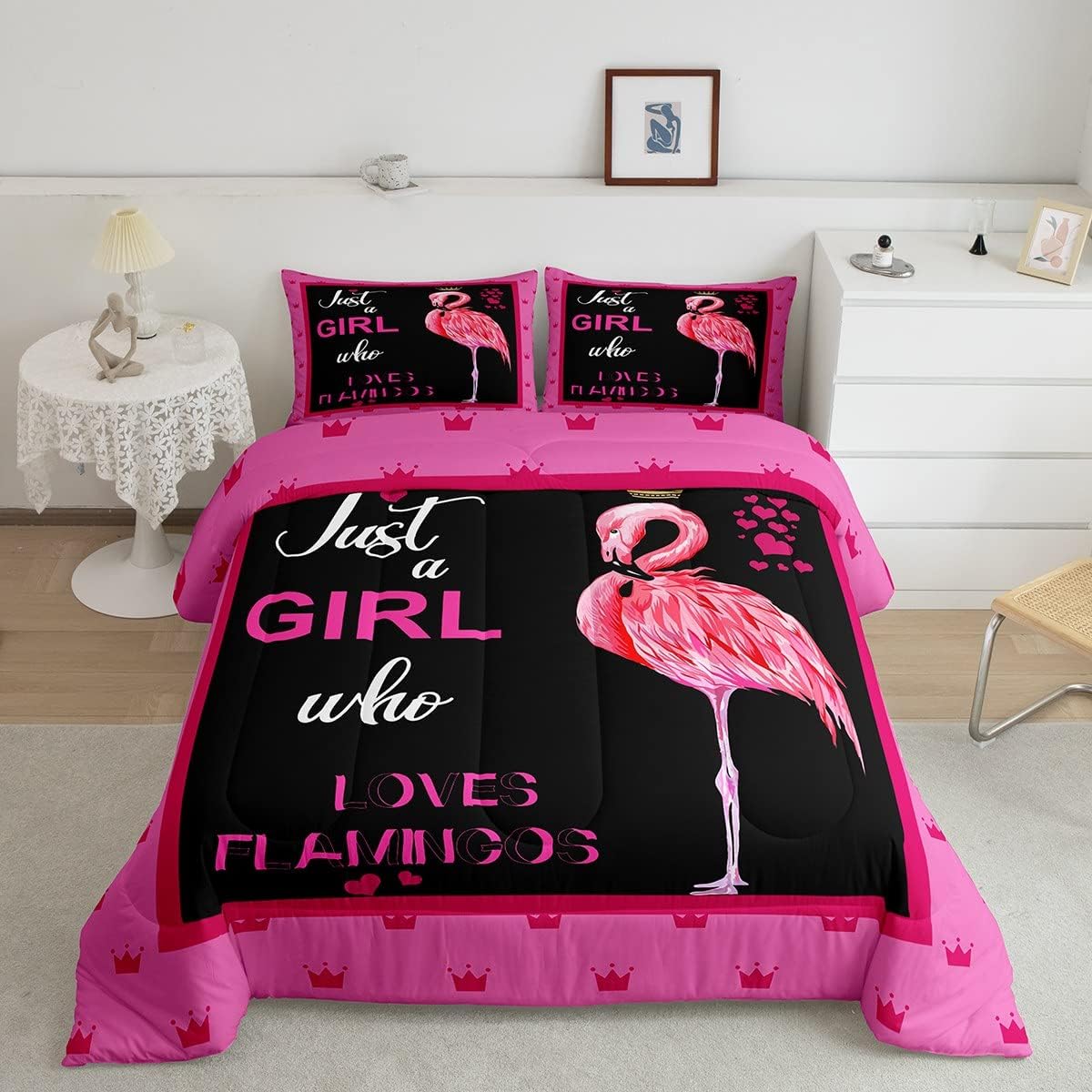 Flamingo Bedding Set Just A Girl Who Loves Flamingos Duvet Covers Black