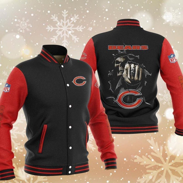 Chicago Bears Black Red Hades Boxing Baseball Jacket
