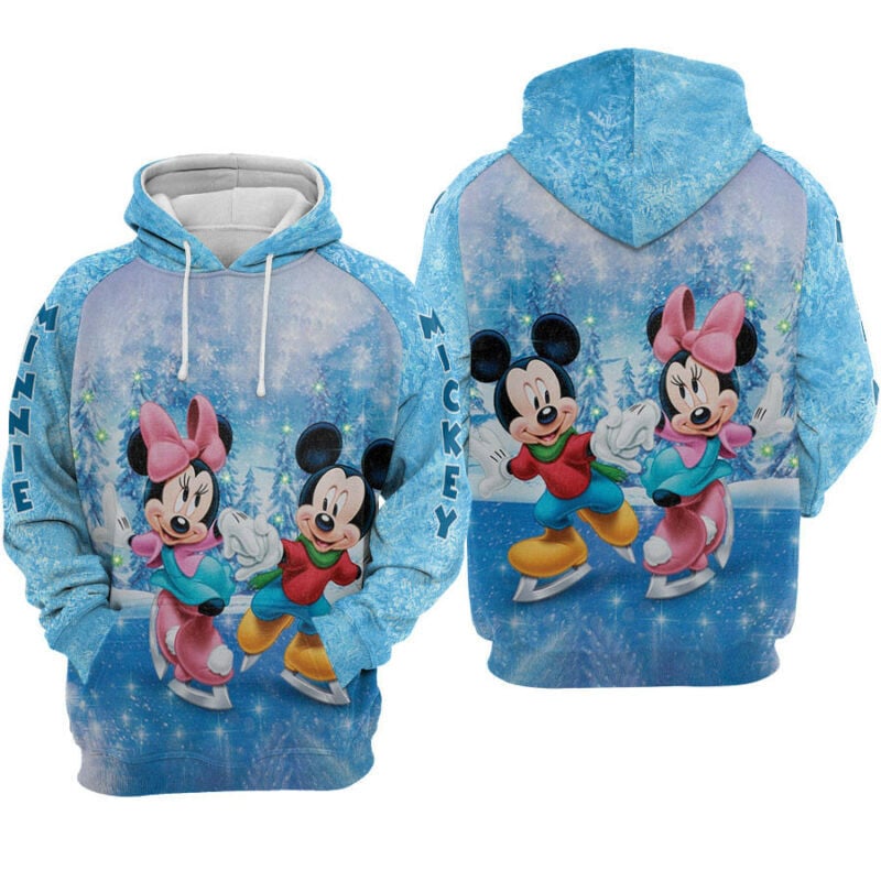 Mickey Minnie Lover Skating Valentine’s Day Couple Hoodie Zip Hoodie