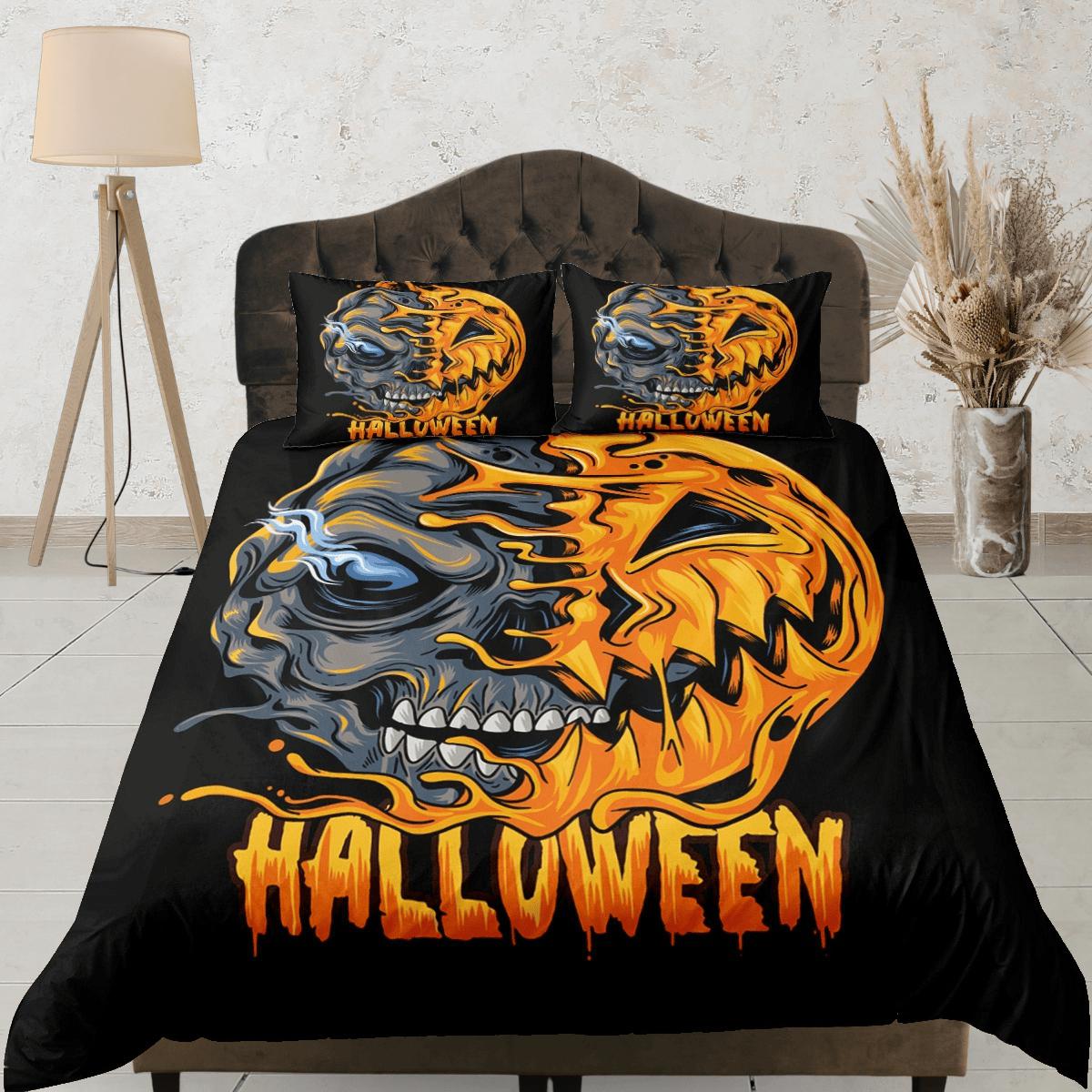 Halloween Bedding Set Spooky Pumpkin Zombie Face Duvet Covers