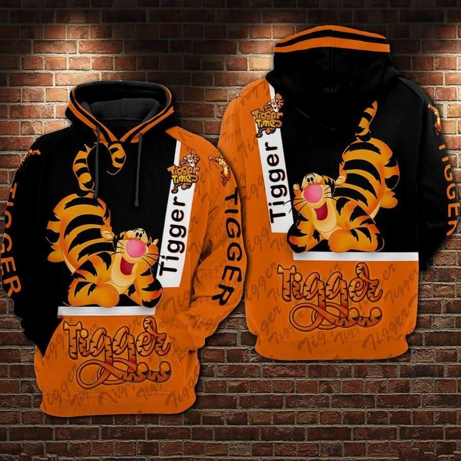 Tigger Cartoon Winnie The Pooh Over Print 3d Hoodie Zip Hoodie 1253