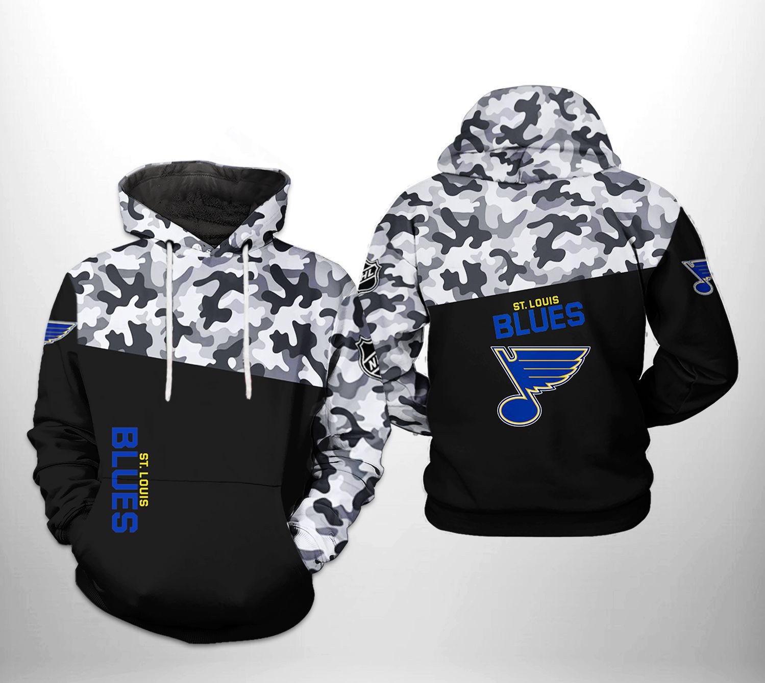 St. Louis Blues Camo Veteran 3D All Over Print Hoodie & Zip Hoodie