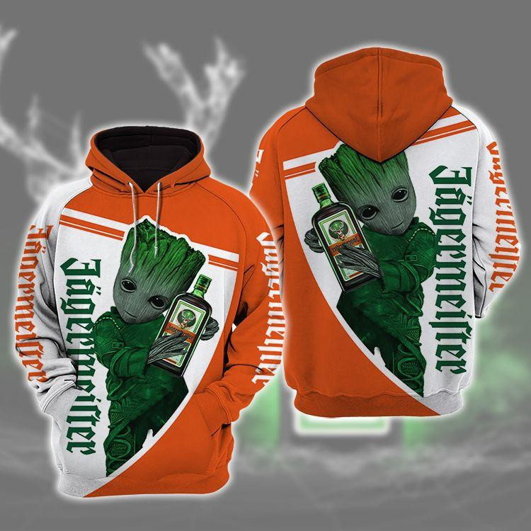 Baby Groot Jagermeister 3d All Over Print Hoodie