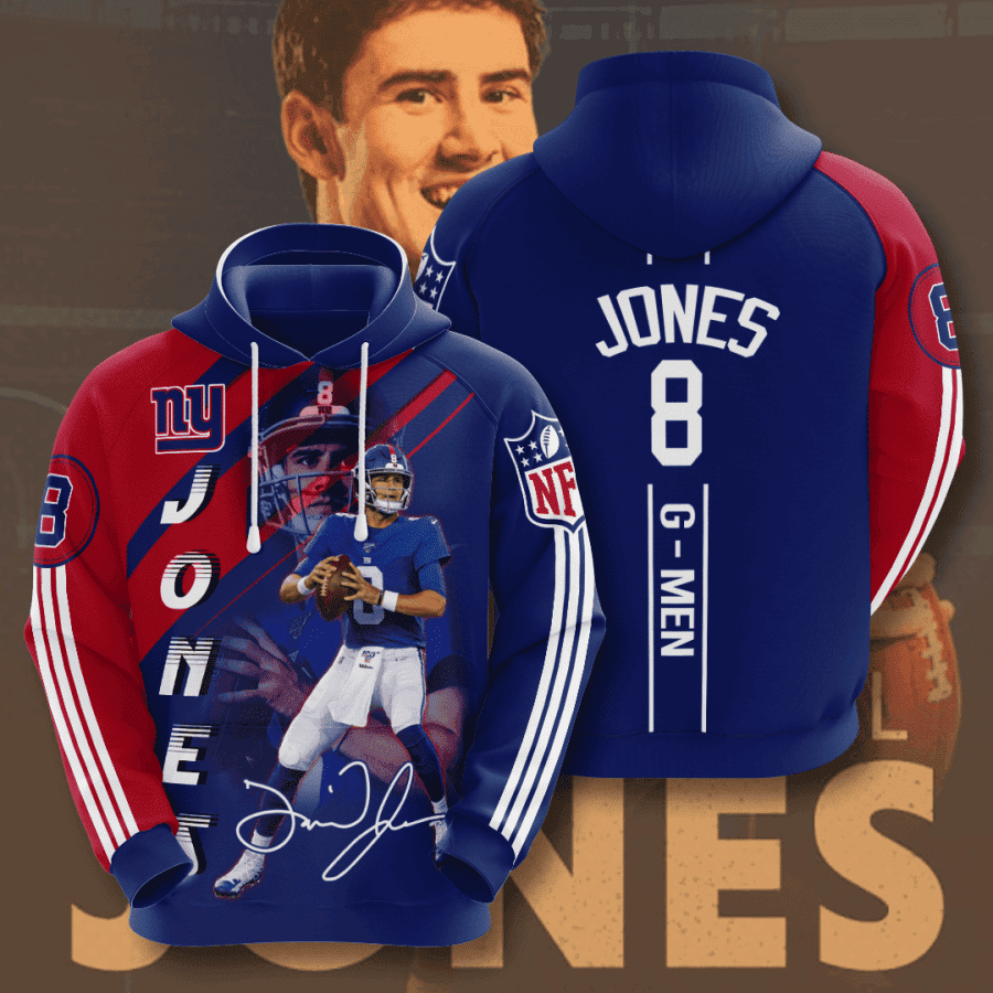 New York Giants DANIEL JONES 3D All Over Print Hoodie & Zip Hoodie