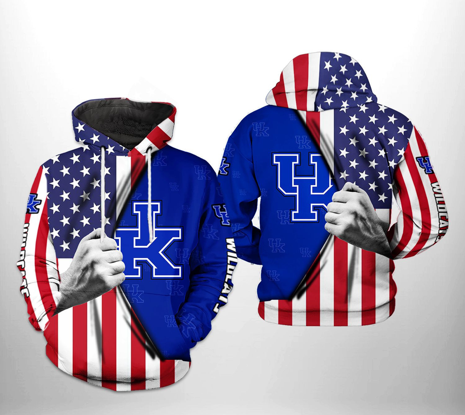 Kentucky Wildcats US Flag 3D All Over Print Hoodie & Zip Hoodie