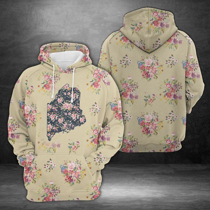 Maine Floral Vintage 3D All Over Print Hoodie & Zip Hoodie
