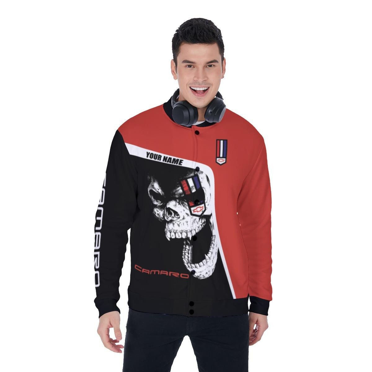 Chevrolet Camaro Skull Apparel, Chevrolet Camaro Skull Custom Baseball Jacket 65