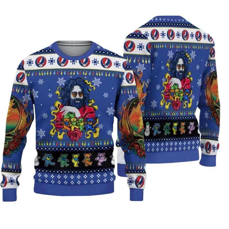 Grateful Dead Ugly Christmas Sweater 2025 with Jerry Garcia & Dancing Bears