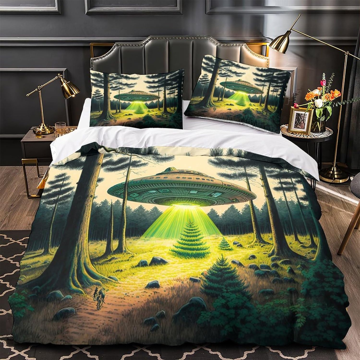 UFO Bedding Set UFO In The Forest Duvet Covers