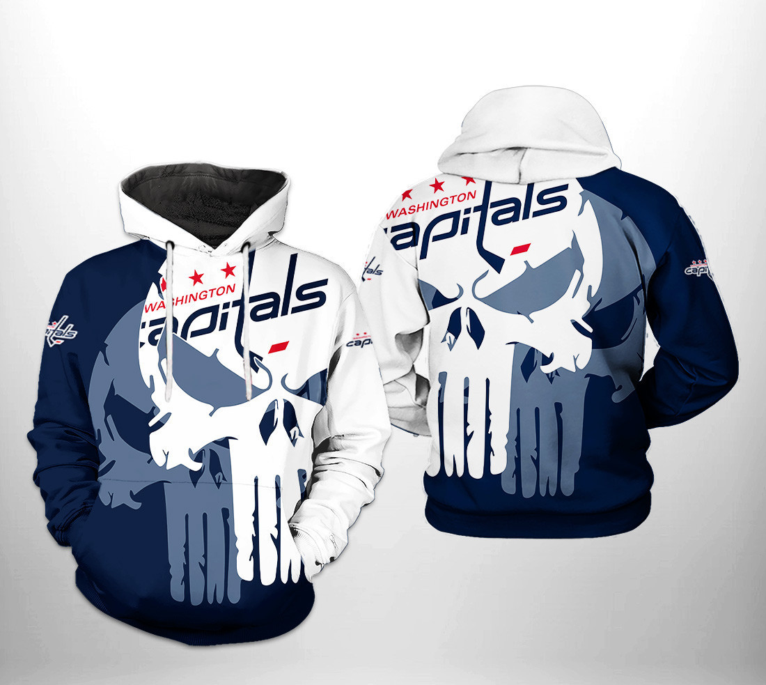 Washington Capitals Team Skull 3D All Over Print Hoodie & Zip Hoodie