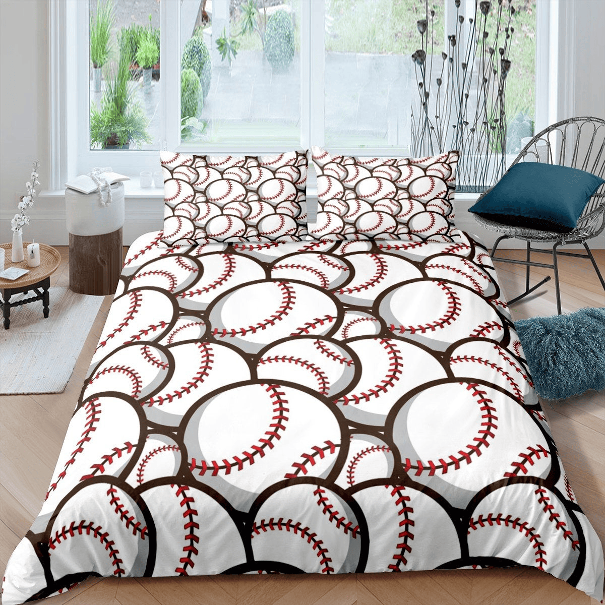 Baseball Bedding Set Baseball Doodle Pattern Duvet Covers