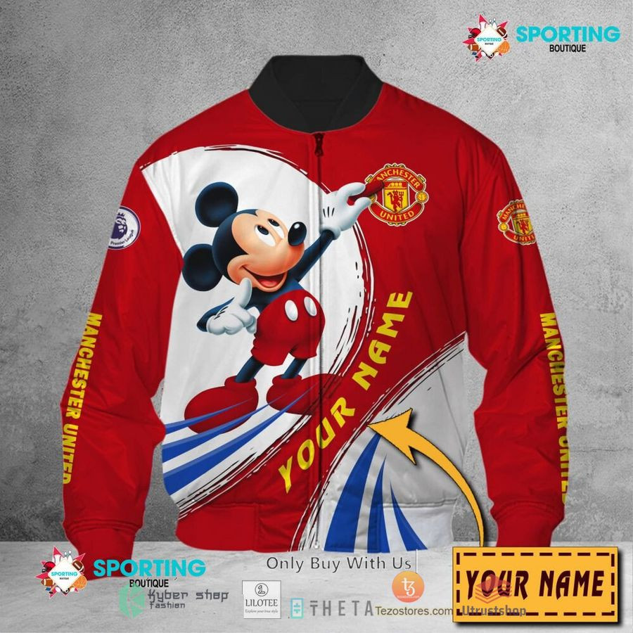 Manchester United Custom Name Mickey Mouse Bomber Jacket