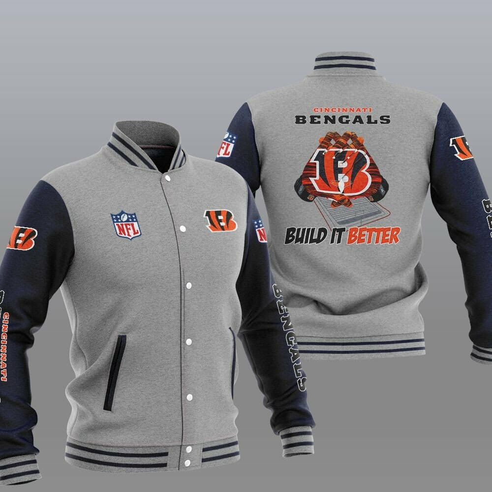 Cincinnati Bengals Grey Build It Better Baseball Jacket