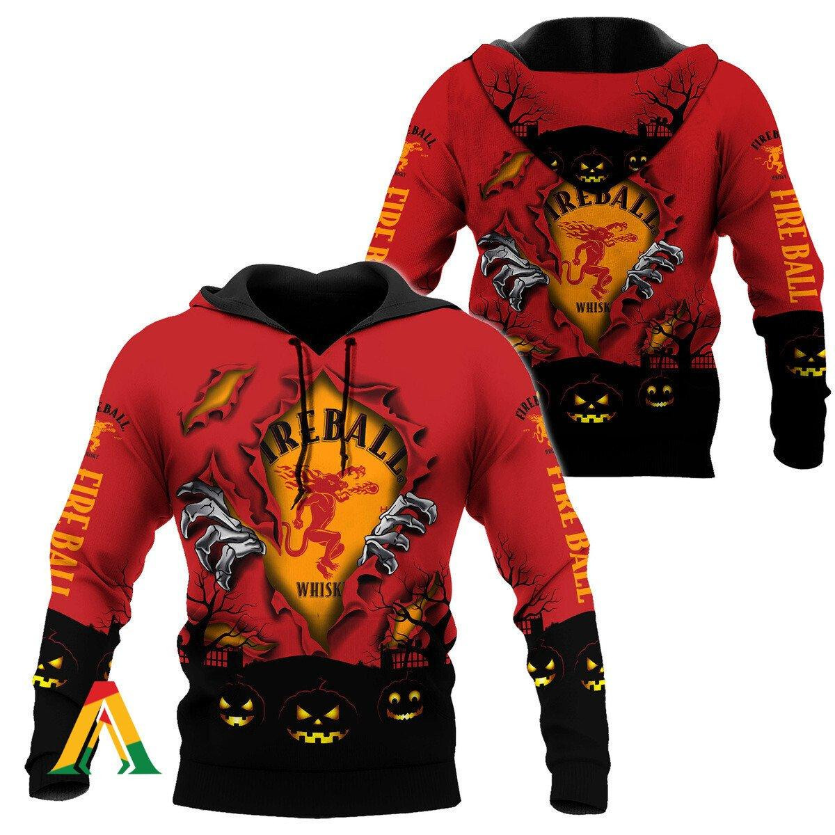 Scary Night Halloween Fireball Whisky Hoodie & Zip Hoodie