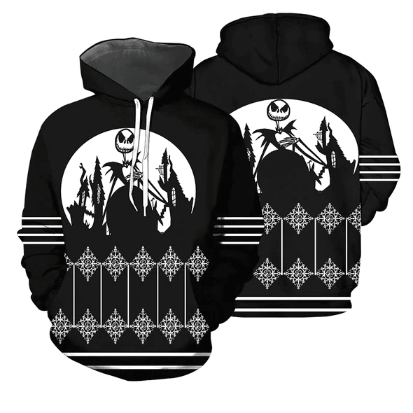 Jack Skellington The Nightmare Before Christmas 141 Cartoon Graphic Outfits Aop Hoodie, Zip Hoodie 581