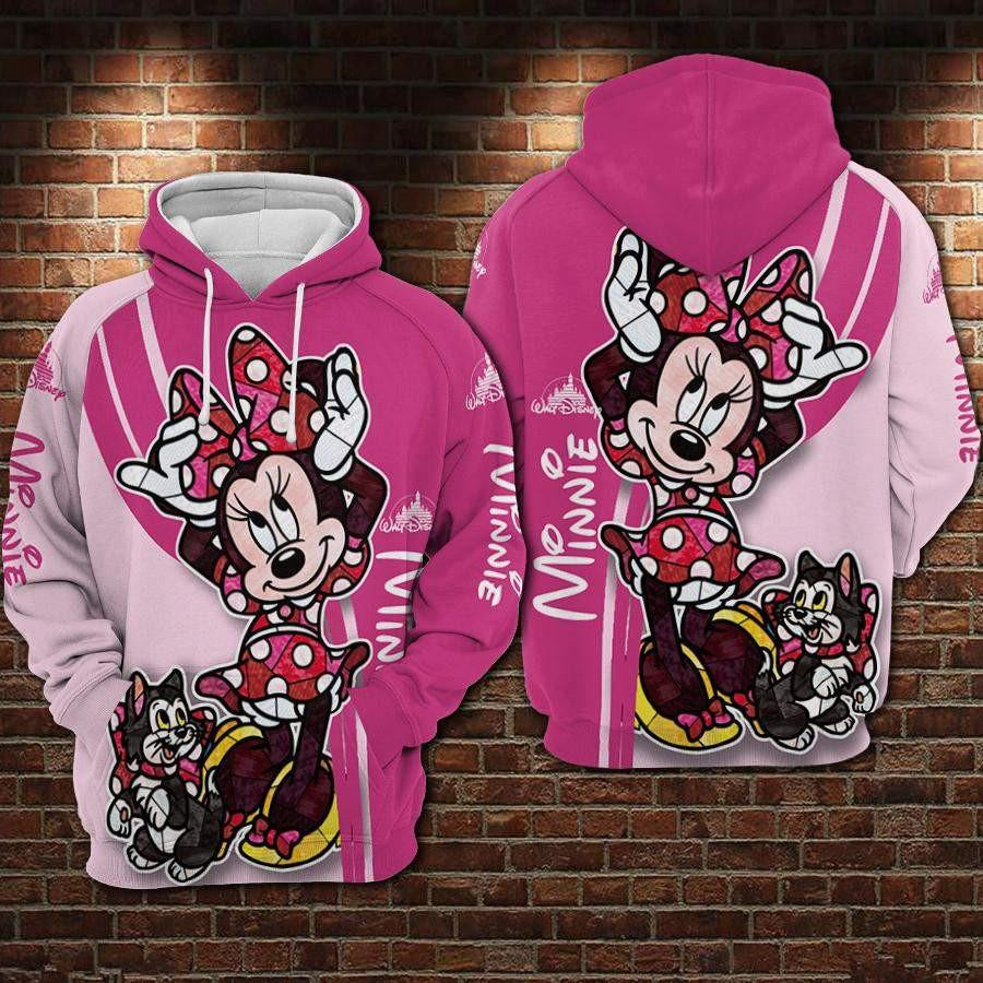Minnie Mouse, Cute Minnie And Cat Ver32 Aop Hoodie, Zip Hoodie