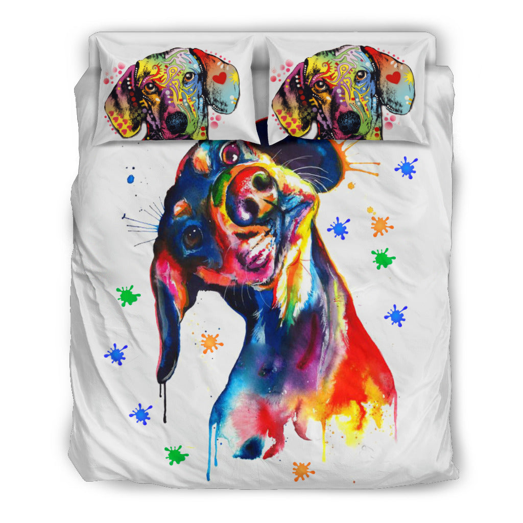 Dog Bedding Set Watercolor Dachshund Dog Graphic Duvet Covers