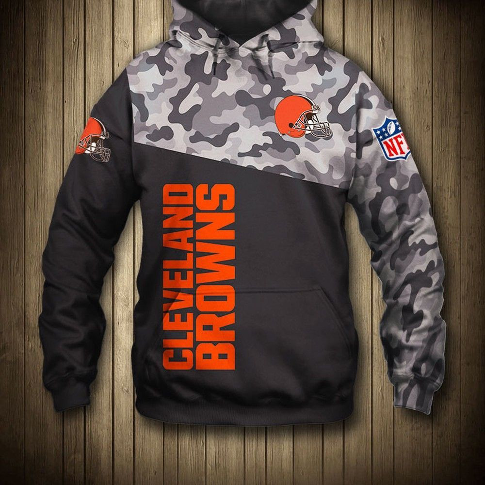 Cleveland Browns Camo 3D All Over Print Hoodie & Zip Hoodie