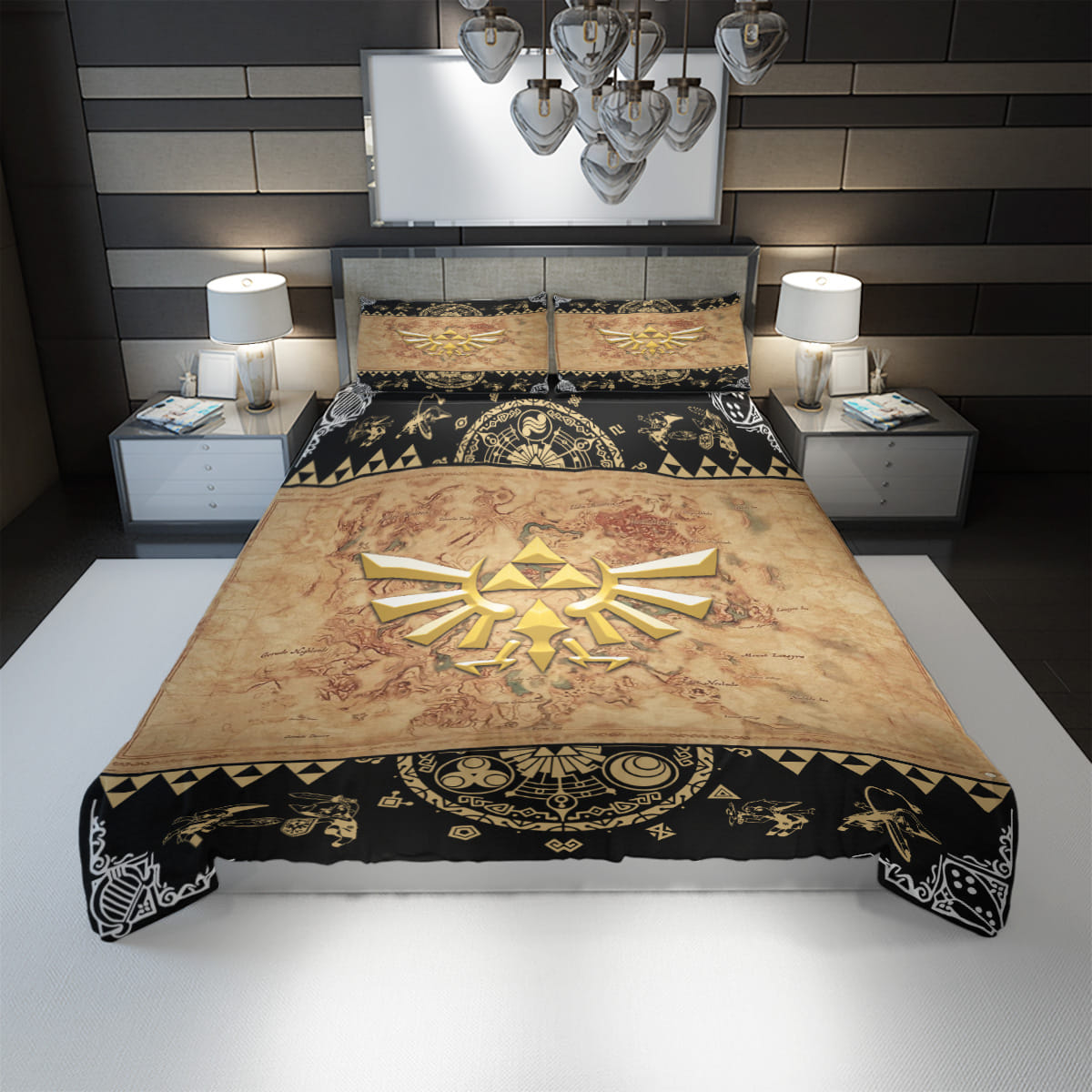 The Legend Of Zelda Bedding Set Legend Of Zelda Map Graphic Duvet Covers Black