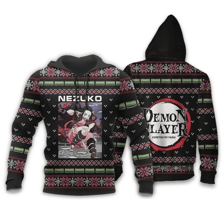 Nezuko Kamado Ugly Christmas Demon Slayer 3d Hoodie Zip Hoodie