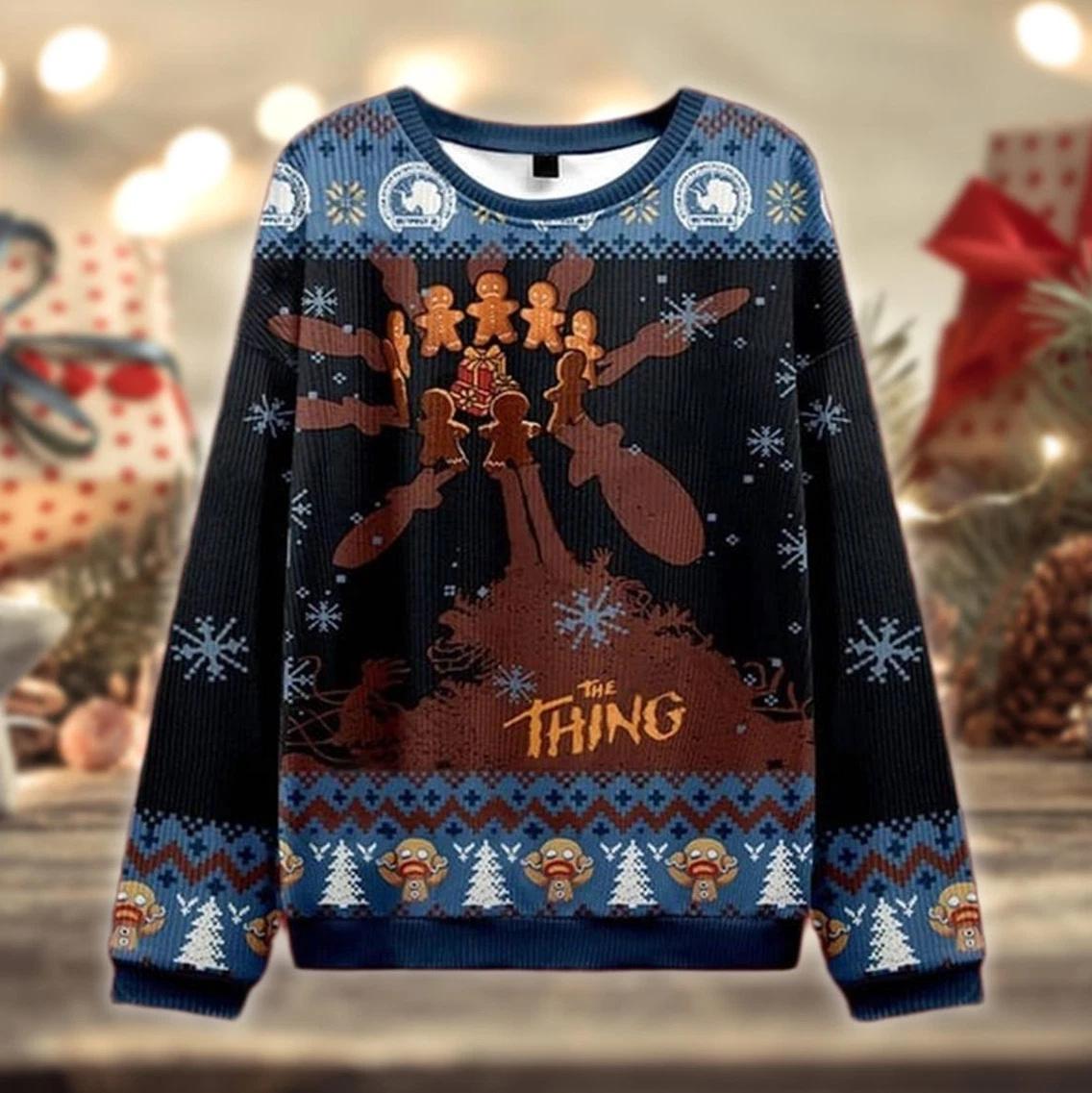 Gingerbread Monster Sweater Horror Movie Ugly Christmas Sweater