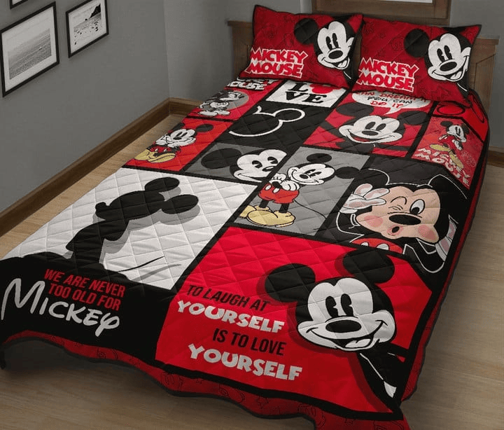 MM Bedding Set DN We Are Never Too Old For Mickey Duvet Covers Black