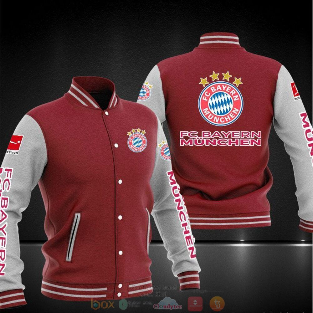 Bayern Munich Red Grey Baseball Jacket