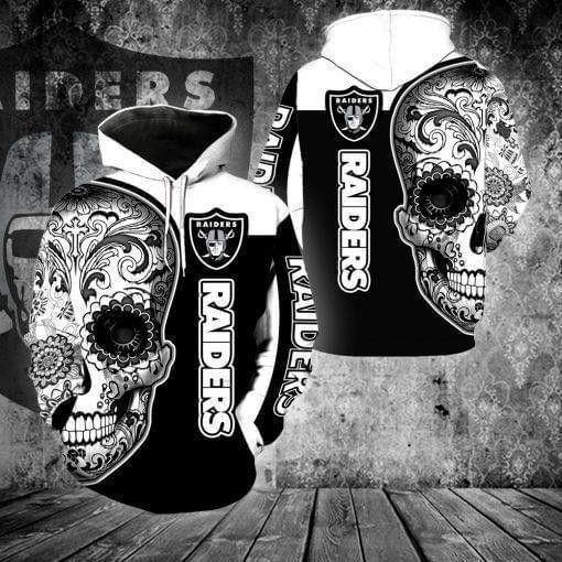 Oakland Raiders Poco Loco Skull 3D All Over Print Hoodie & Zip Hoodie