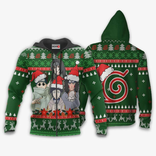 Konoha Team Ugly Christmas Naruto Anime 1k423 Cartoon Graphic Outfits Aop 3d Hoodie, Zip Hoodie 460
