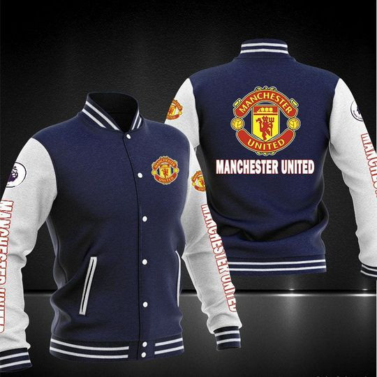 Manchester United Navy Blue Baseball Jacket