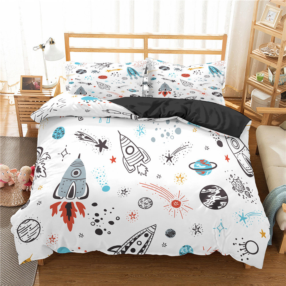 Astronaut Bedding Set Aerospace Astonaut Spaceship Pattern Duvet Covers