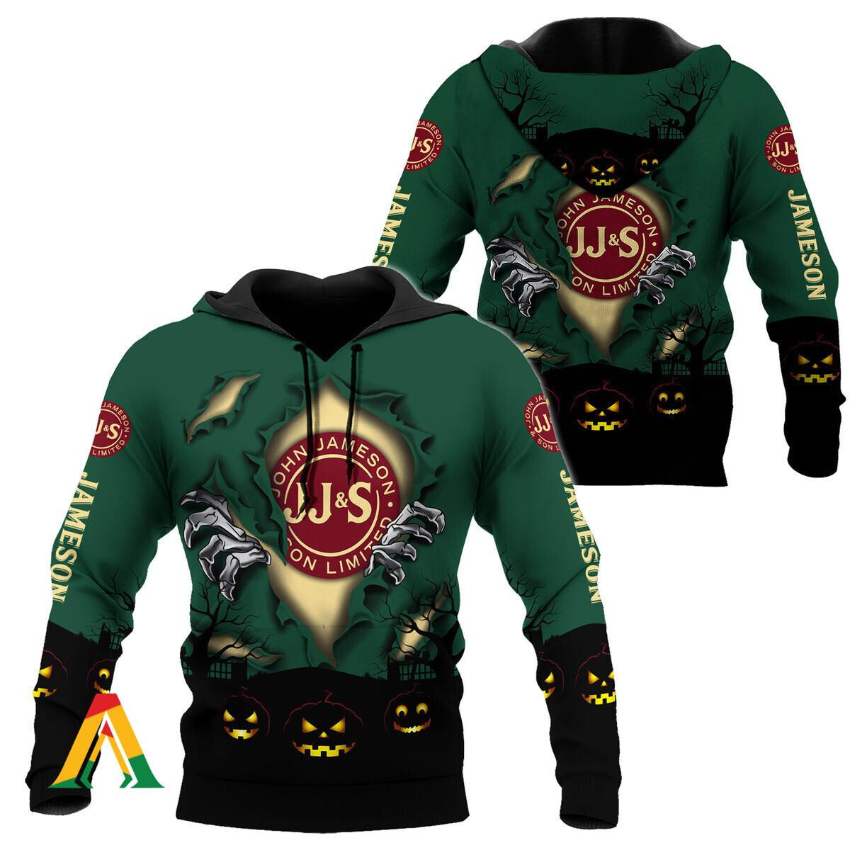 Scary Night Halloween Jameson Whiskey Hoodie & Zip Hoodie