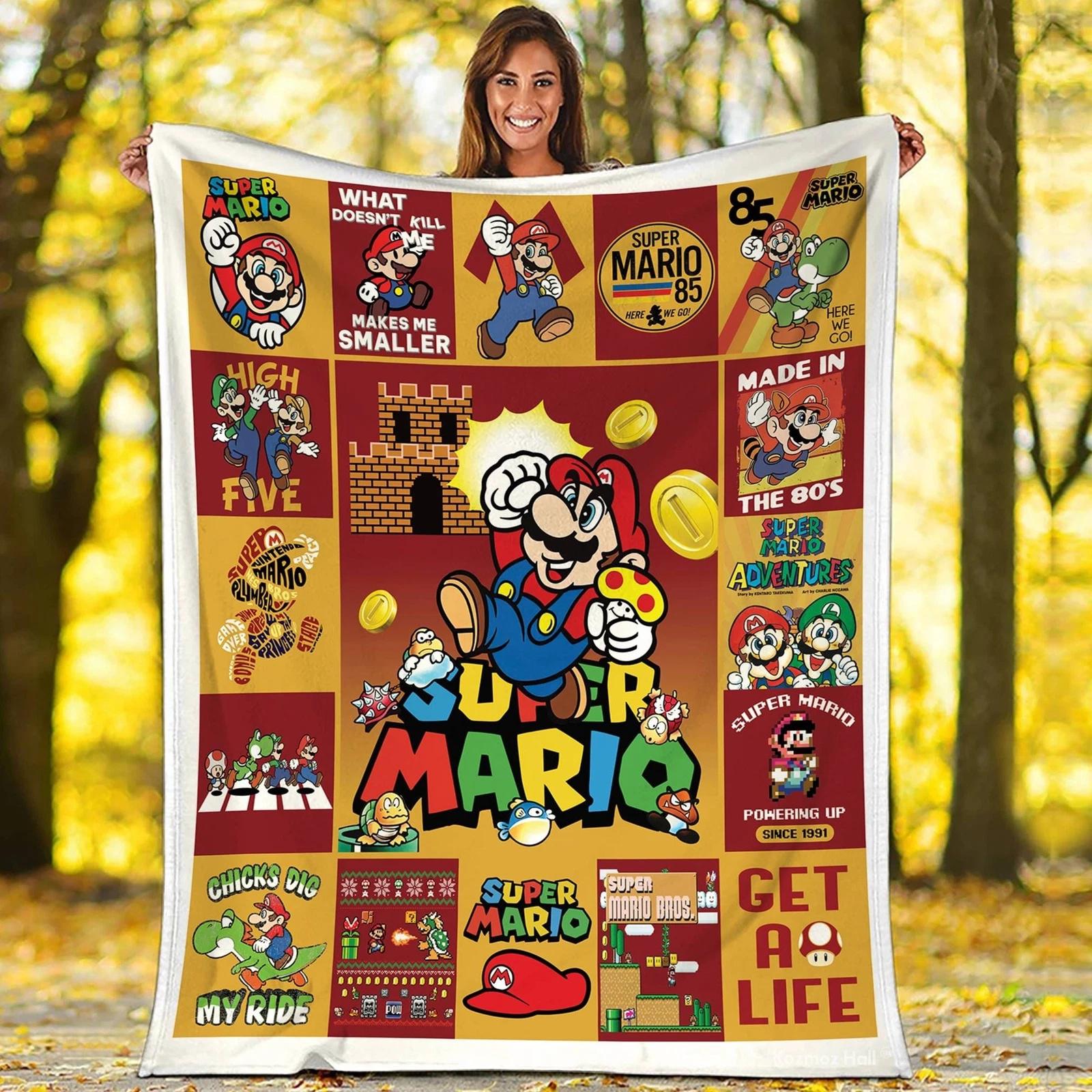 Super Mario Blanket Mario Blanket Mario And Luigi Fleece Sherpa Blanket