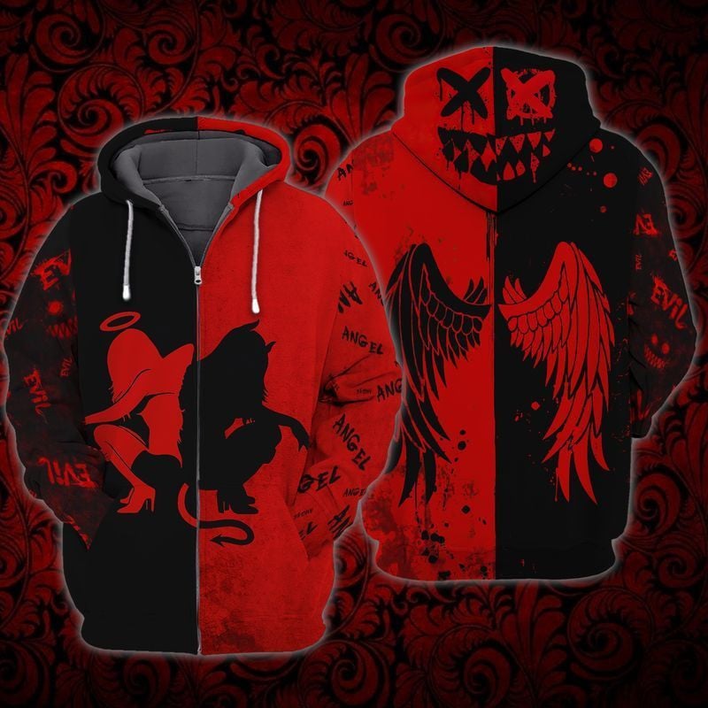 Angel And Evil  3d Hoodie Zip Hoodie