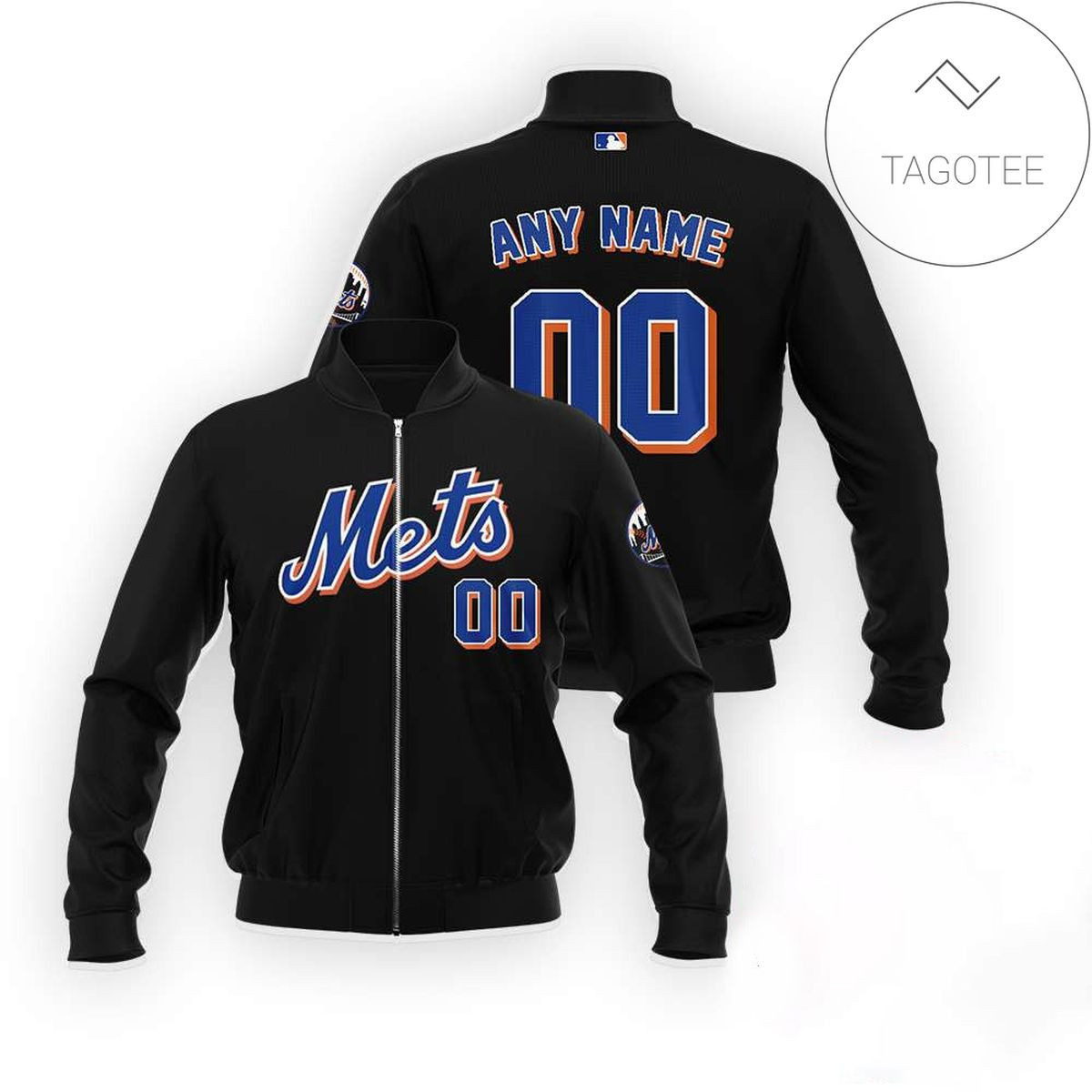 New York Mets Custom Name Number Black Bomber Jacket