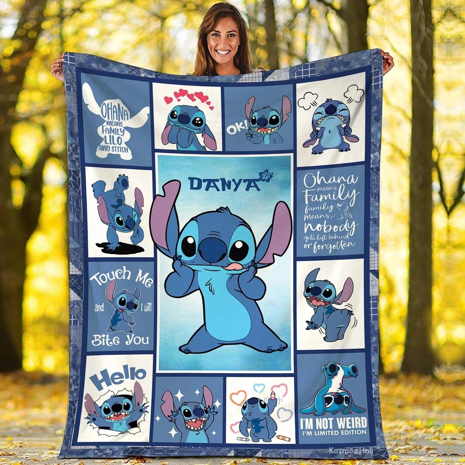 Lilo Stitch Blanket Personalized Custom Stitch Fleece Sherpa Blanket