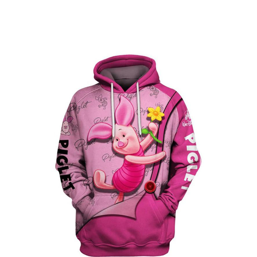 Lovely Piglet Cartoon, Piglet Winnie The Pooh All Over Print Hoodie